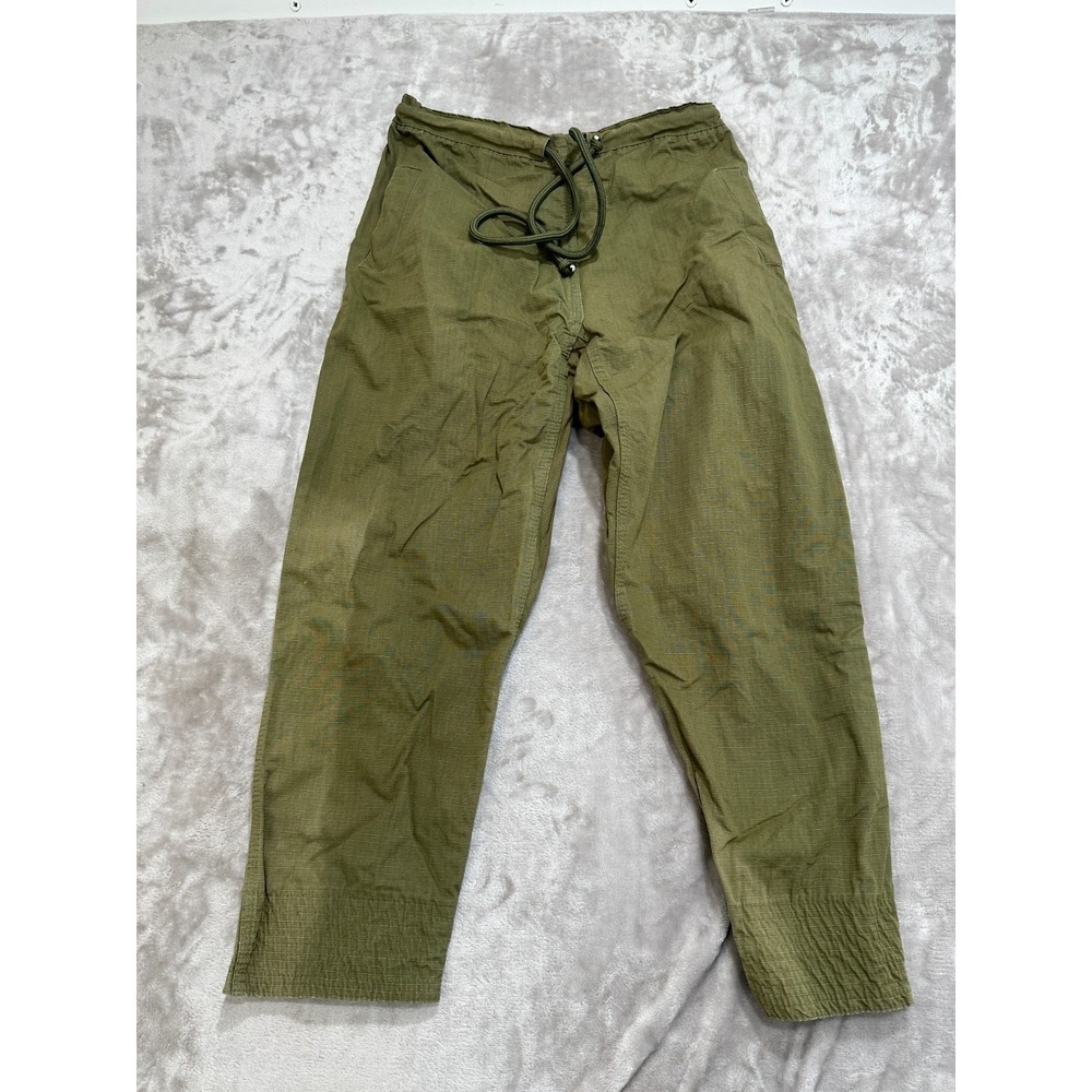 Causal Rip Stop Gi Pants‎ Mens Size A1 Green Pockets Drawstring Joggers Flaws
